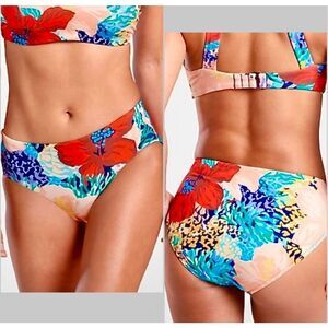 Athleta tropical floral coconutgirl M high waist swim bottoms